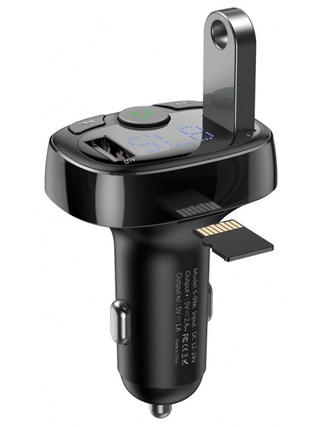 зарядное устройство с Bluetooth FM трансмиттером Baseus T typed S-09A Bluetooth MP3 car charger Standard edition black