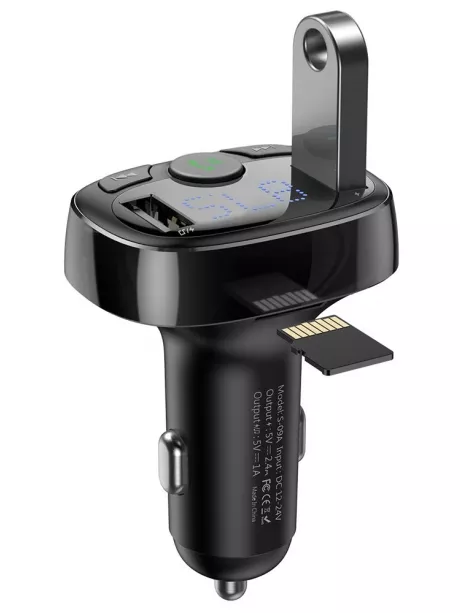 зарядное устройство с Bluetooth FM трансмиттером Baseus T typed S-09A Bluetooth MP3 car charger Standard edition black