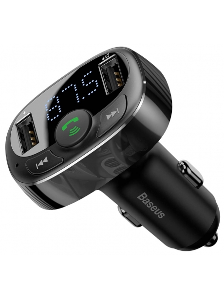 зарядное устройство с Bluetooth FM трансмиттером Baseus T typed S-09A Bluetooth MP3 car charger Standard edition black