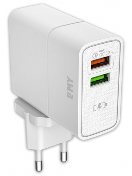 зарядное устройство для путешествий EMY MY-A501Q QC3.0 + кабель USB - micro USB white