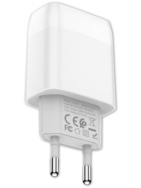 зарядное устройство Hoco C73A Glorious dual port charger white