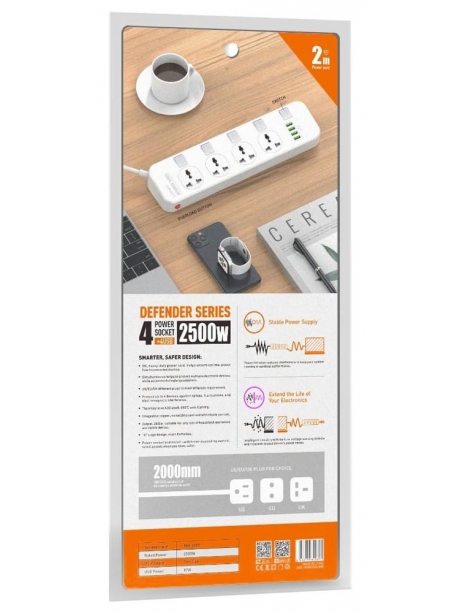 сетевой фильтр LDNIO SC4408 4USB*4 розетки 2м white