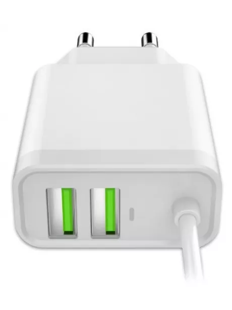 зарядное устройство LDNIO A321 2USB*3,1A + кабель micro USB white