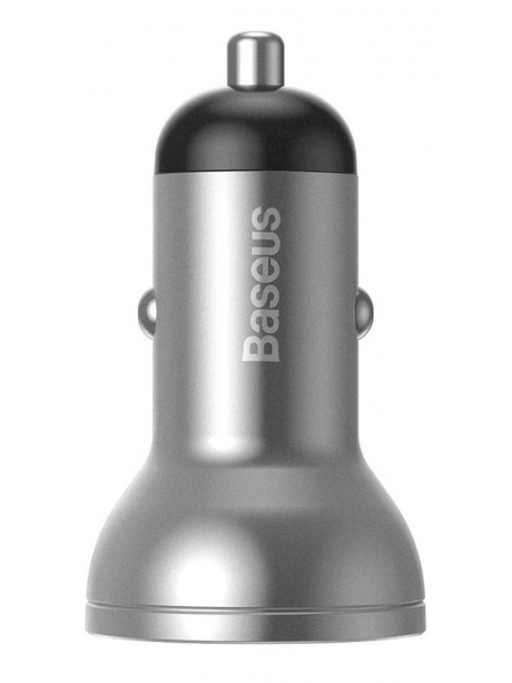 автомобильная зарядка в прикуриватель с дисплеем Baseus Digital Display Dual USB 4.8A Car Charger 24W silver