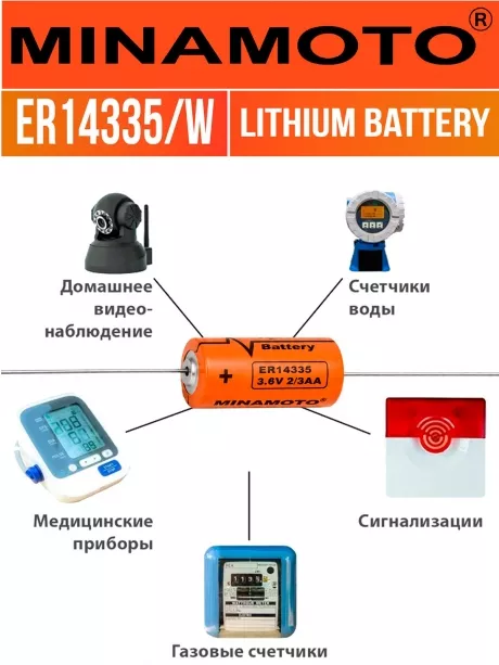промышленная литиевая батарейка Minamoto ER 14335/W(2/3AA) 