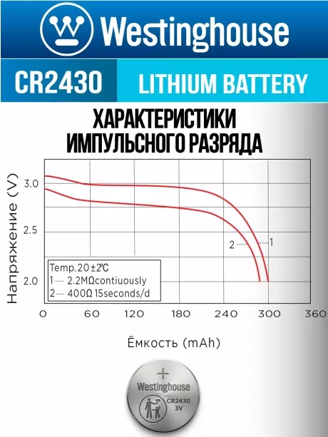 литиевая батарейка Westinghouse CR2430-BP1 