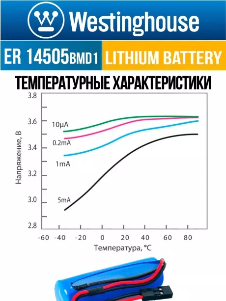 батарейка 3.6 В с коннектором Dupont 2,54 (BLS-2) Westinghouse ER 14505BMD1 (AA) connector 