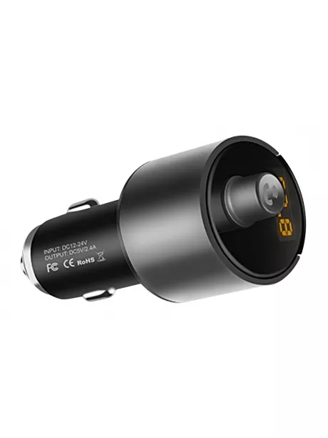 автомобильная зарядка с bluetooth FM трансмиттером Hoco E19 Smart vehicle mounted bluetooth FM launcher metal grey