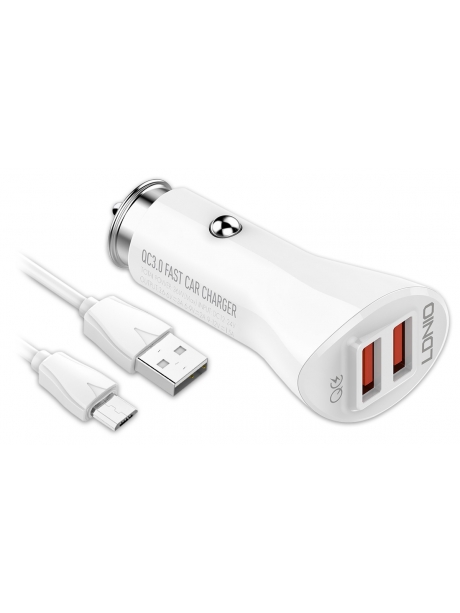 автомобильное зарядное устройство LDNIO C511Q 2USB QC3.0 + micro cable white