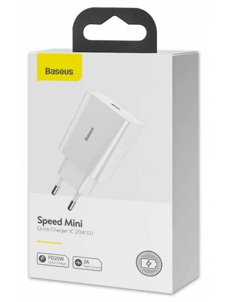 быстрая сетевая зарядка для iPhone Baseus Speed Mini Quick Charger 1C 20W white