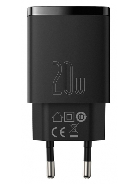 быстрая сетевая зарядка Power Delivery Baseus Compact Quick Charger U+C 20W black