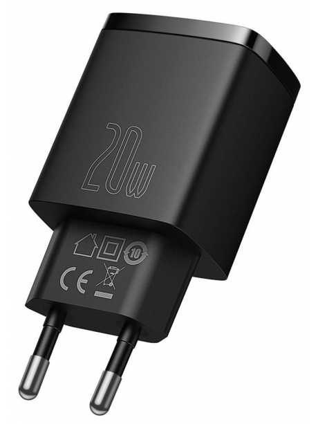 быстрая сетевая зарядка Power Delivery Baseus Compact Quick Charger U+C 20W black