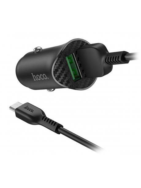 автомобильное зарядное устройство Hoco Z39 Farsighted dual port QC3.0 Car charger + micro cable black