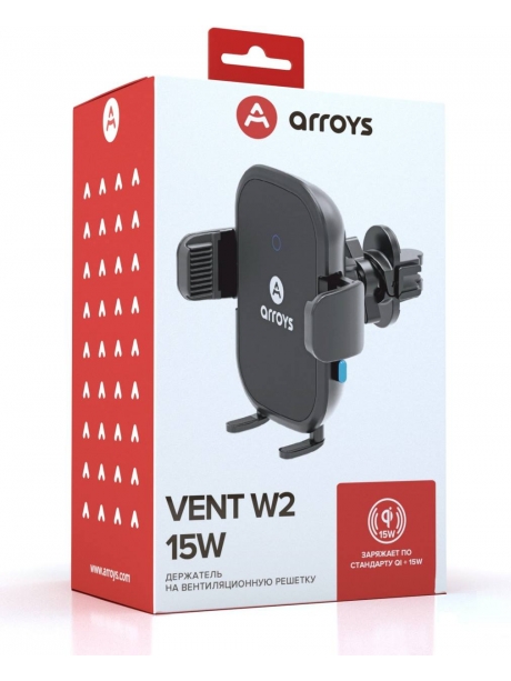 автомобильный держатель с беспроводной зарядкой Arroys Vent-W2 Auto 15W black