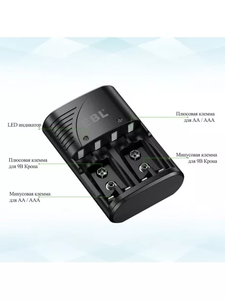 зарядное устройство для аккумуляторов EBL TB-6802ER черный