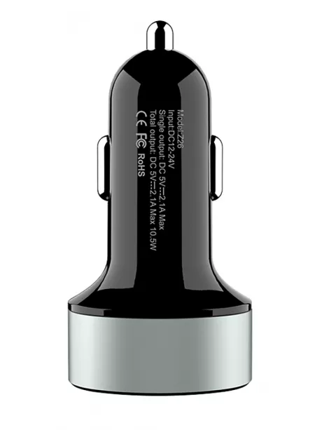 автомобильное зарядное устройство с дисплеем Hoco Z26 high praise dual port car charger with digital display black