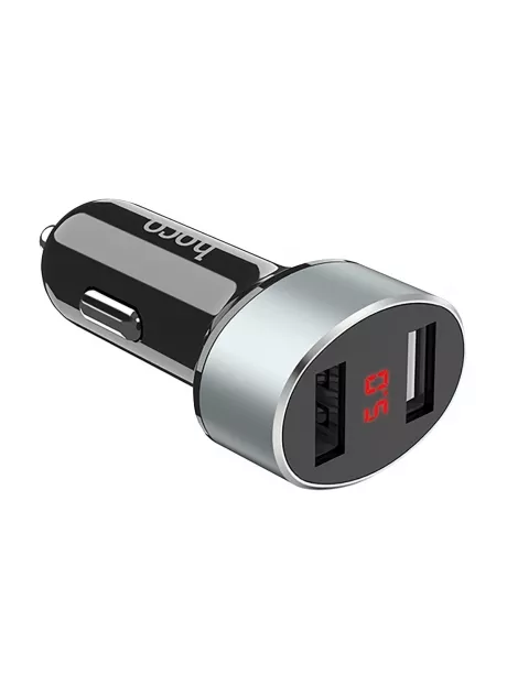 автомобильное зарядное устройство с дисплеем Hoco Z26 high praise dual port car charger with digital display black