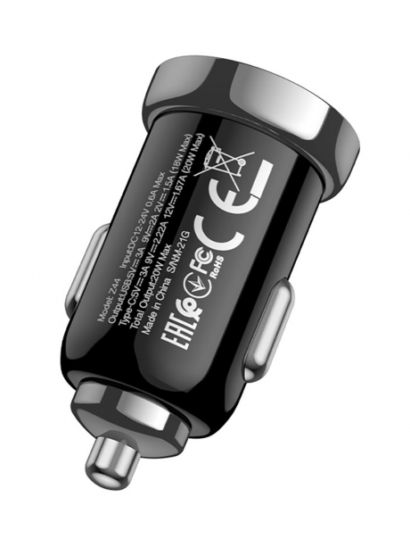 автомобильное зарядное устройство Hoco Z44 Leading PD20W+QC3.0 car charger black