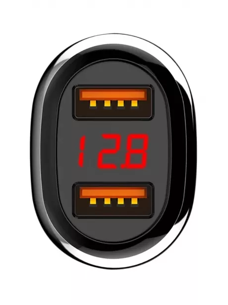 автомобильное зарядное устройство LDNIO АЗУ C2 2USB QC3.0  Fast Charger LED Display +Type C cable black