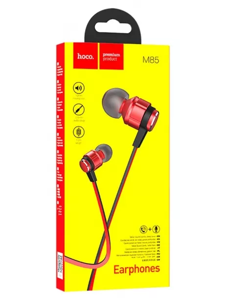 наушники с микрофоном для смартфона Hoco M85 Platinum sound universal earphone with mic red flame