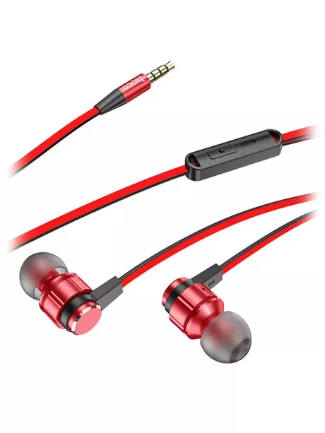 наушники с микрофоном для смартфона Hoco M85 Platinum sound universal earphone with mic red flame