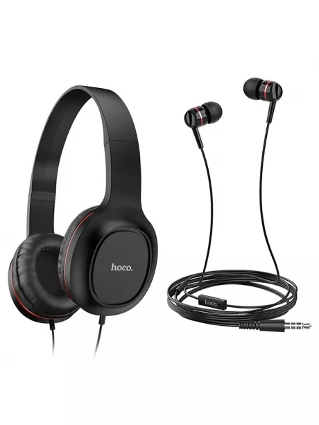 набор наушников для телефона Hoco W24 Enlighten headphones with mic set red