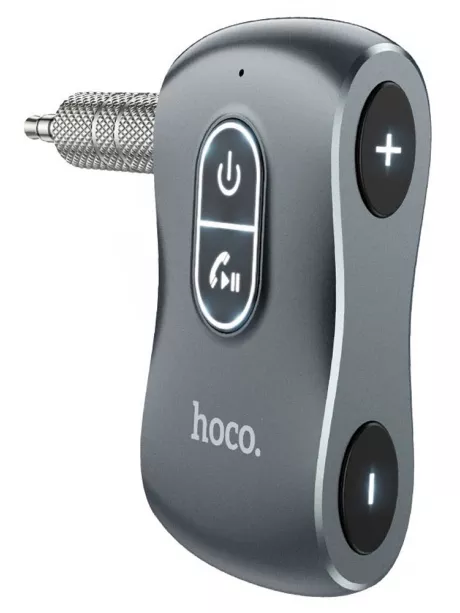 bluetooth AUX аудиоадаптер Hoco E73 Tour Car AUX BT Receiver metal grey