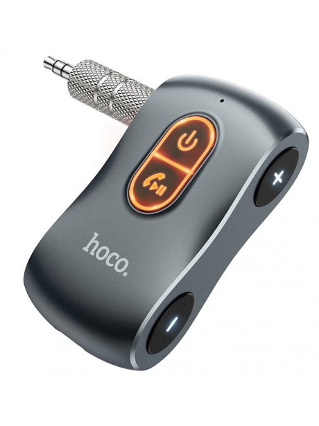 bluetooth AUX аудиоадаптер Hoco E73 Tour Car AUX BT Receiver metal grey