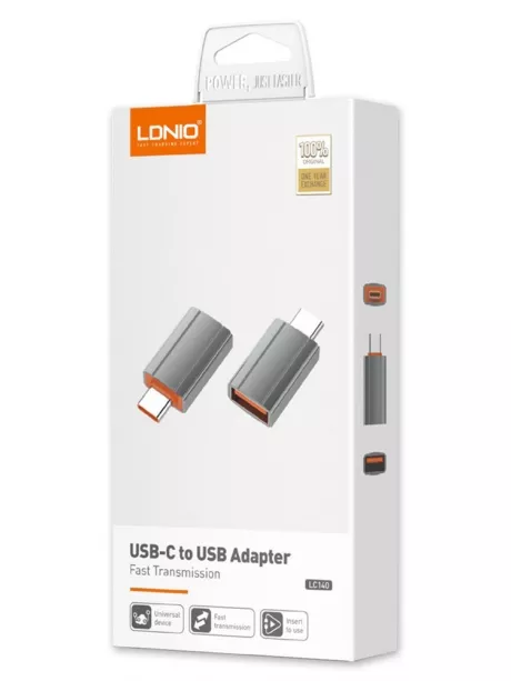 OTG адаптер LDNIO LC140 USB Convertor Type-C to USB A  Adapter grey