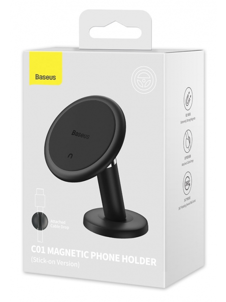 магнитный автомобильный держатель Baseus C01 Magnetic Phone Holder Stick-on Version black