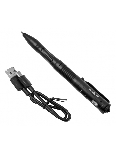 ручка тактическая с фонарём и стеклобоем Fenix T6 black
