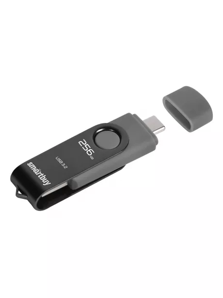 флешка USB 3.1 с двойным входом SmartBuy Twist Dual Type-C/Type-A 256GB 3.1 black