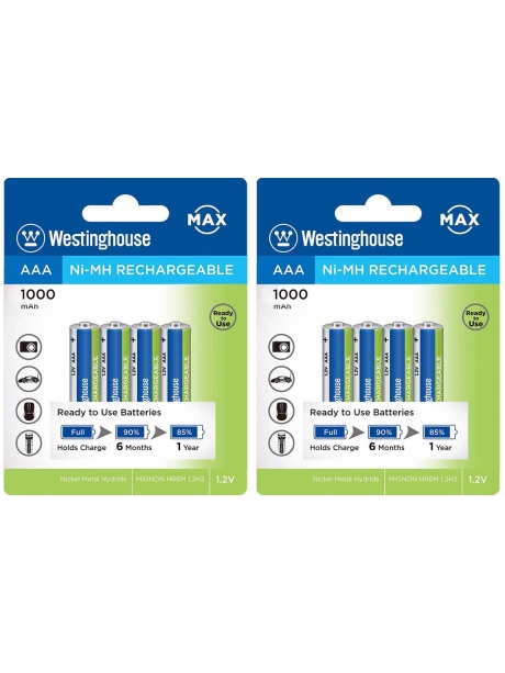 аккумуляторы Westinghouse 1000 mAh  R03/AAA 8шт. 