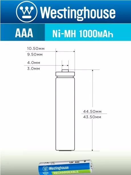 аккумуляторы Westinghouse 1000 mAh  R03/AAA 8шт. 