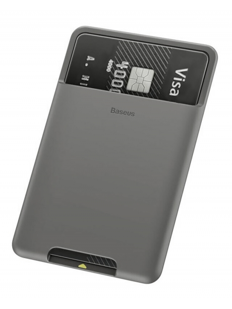 чехол для банковской карты на телефон Baseus Back stick silicone card bag dark grey