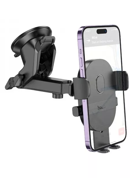держатель для телефона на торпеду со штангой Hoco H19 Mighty one-button car holder (center console) black