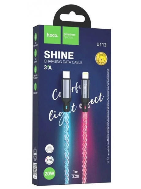 кабель для быстрой зарядки iPhone Hoco U112 Shine PD charging data cable for iP gray
