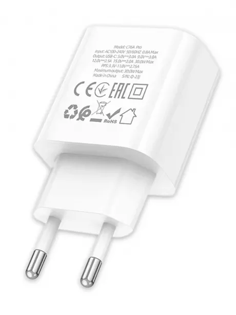 зарядное устройство Hoco C76A Pro Majestic single port PD30W charger white