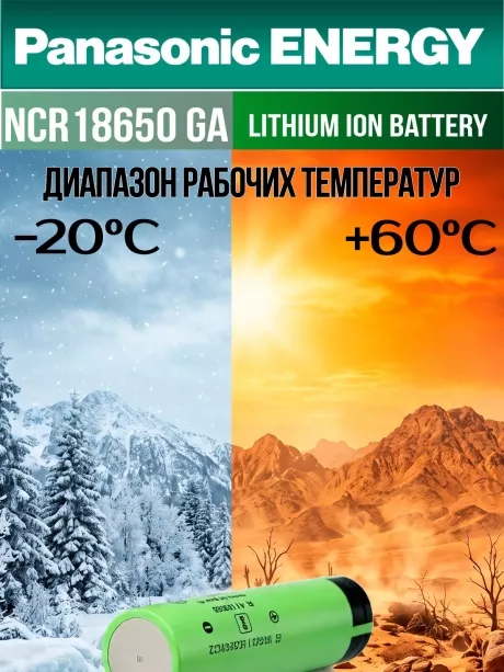 высокотоковый аккумулятор Panasonic NCR18650GA PW Li-Ion 3450mAh (min 3300mAh) 