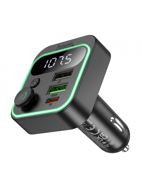 зарядка для телефона в машину с FM трансмиттером Hoco E85 Tiger PD20W+QC3.0 car BT FM transmitter black