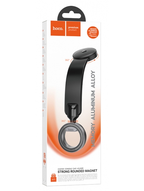 магнитный держатель MagSafe Hoco H71 Totem ring magnetic car holder (center console) black/metal gray