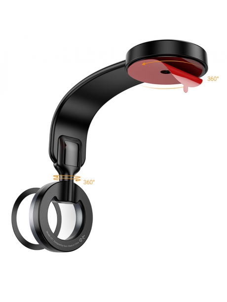 магнитный держатель MagSafe Hoco H71 Totem ring magnetic car holder (center console) black/metal gray