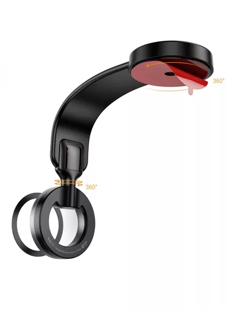 магнитный держатель MagSafe Hoco H71 Totem ring magnetic car holder (center console) black/metal gray