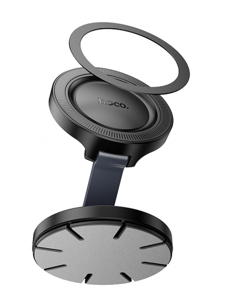 магнитный держатель MagSafe Hoco H61 Show folding ring magnetic car holder (dashboard) black/metal gray
