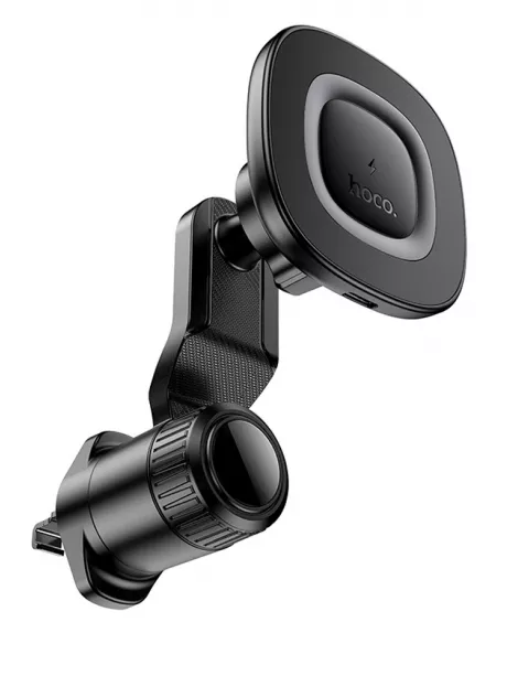 магнитный держатель с беспроводной зарядкой Qi Hoco HW30 Crown magnetic wireless charging car holder(air outlet) black/metal gray