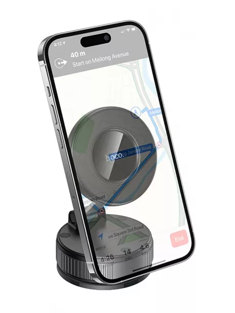 магнитный держатель на присоске Hoco H86 Dragon manual suction cup magnetic holder(universal) black/metal gray