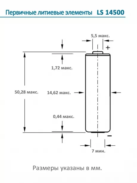 батарейка литиевая Saft LS 14500 CNA (AA) 5шт. 