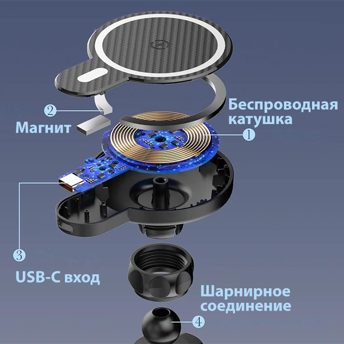 держатель Hoco CA85 Ultra-fast magnetic wireless charging car holder Предпросмотр